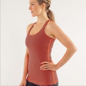 Lululemon Cool Racerback Orange Navy Striped 6